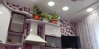 Натяжной потолок с фотопечатью на кухню 10кв.м